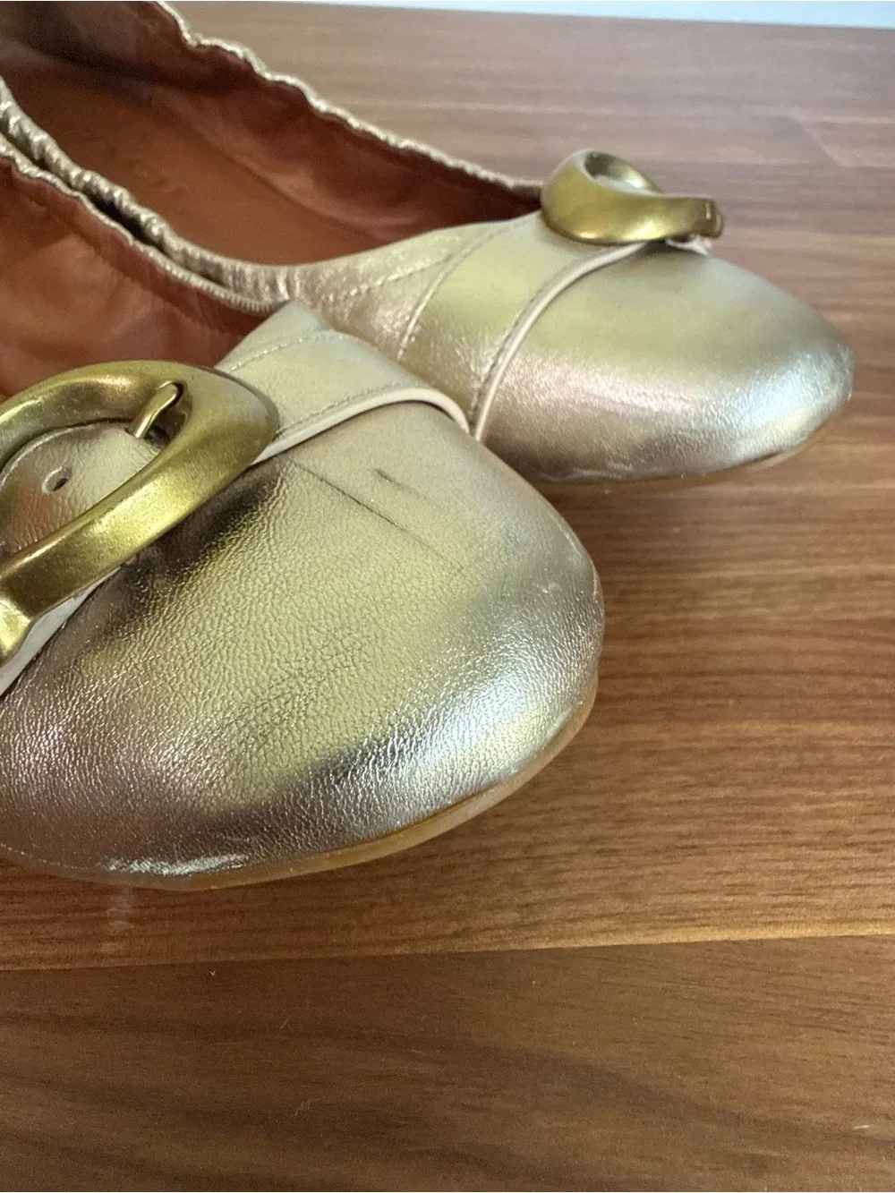 Coach Stanton Metallic Gold Ballet Flats, size 10